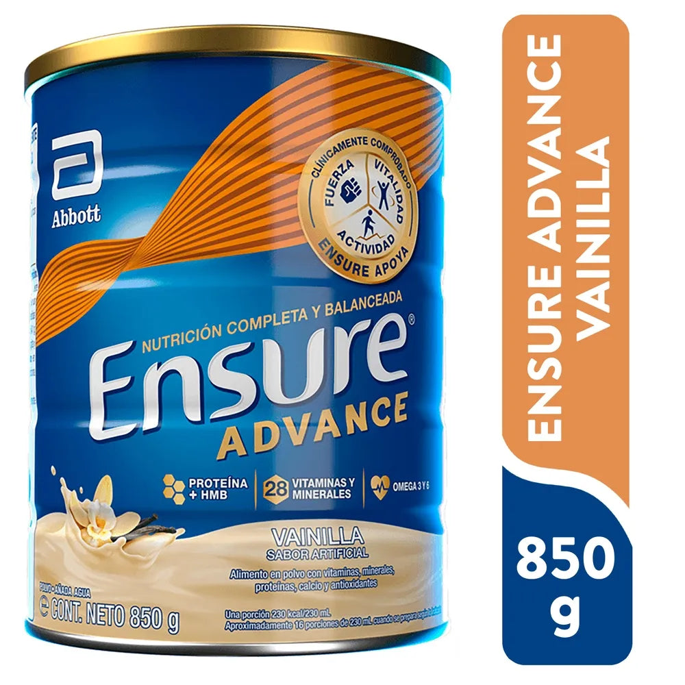 Ensure advance vainilla 850g/ fardo a Q4,095 de 12u