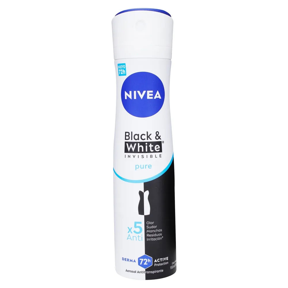 Nivea Black&White Invisible Pure 150ml/ Fardo Q265 de 12U