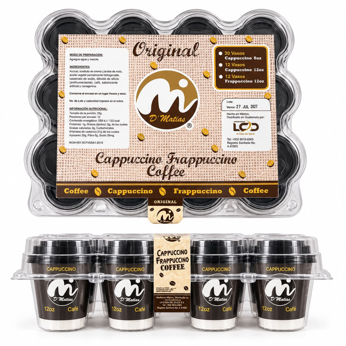 Capuccino D’matias vaso 12oz / Fardo