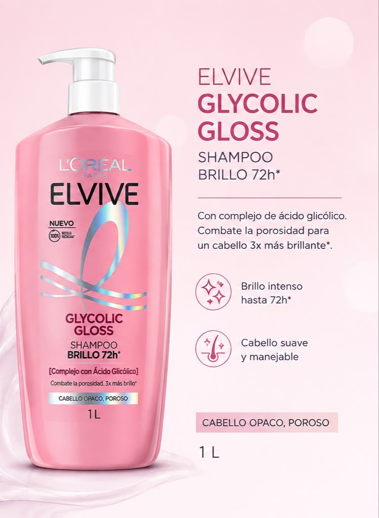 Elvive Sh Glycolic Gloss 1L. Fardo Q580/7u.