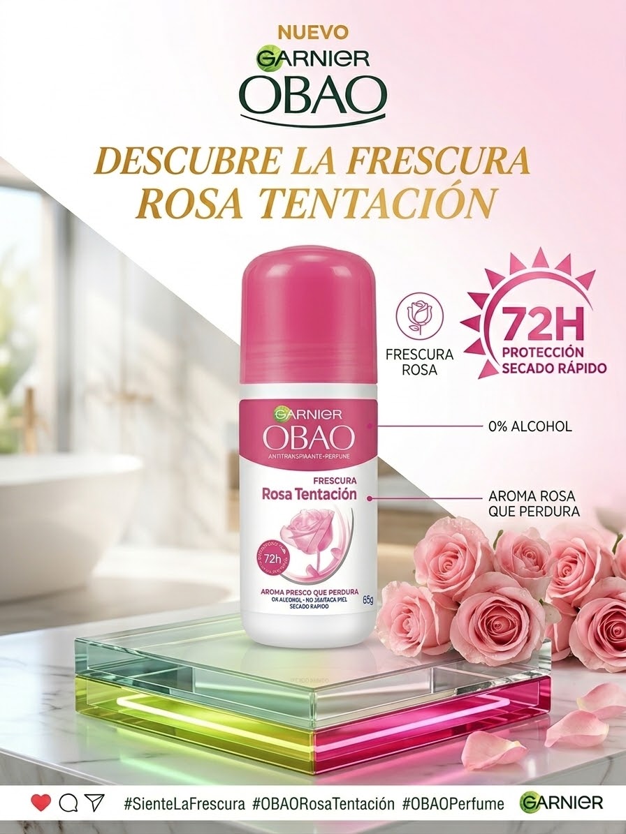 Obao Roll-on Rosa Tentación 65g / Fardo Q180/12u.