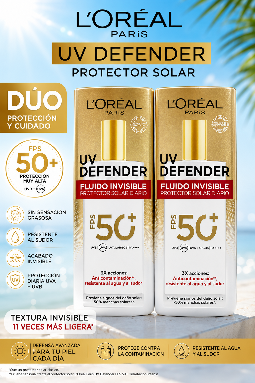 L’Oréal protector solar 40ml. Fardo Q750/3u.