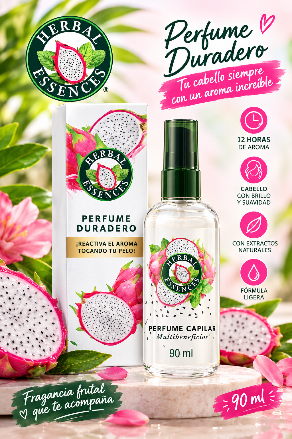 Herbal Essences Perfume capilar Pitahaya 90ml. Fardo Q600/12u.