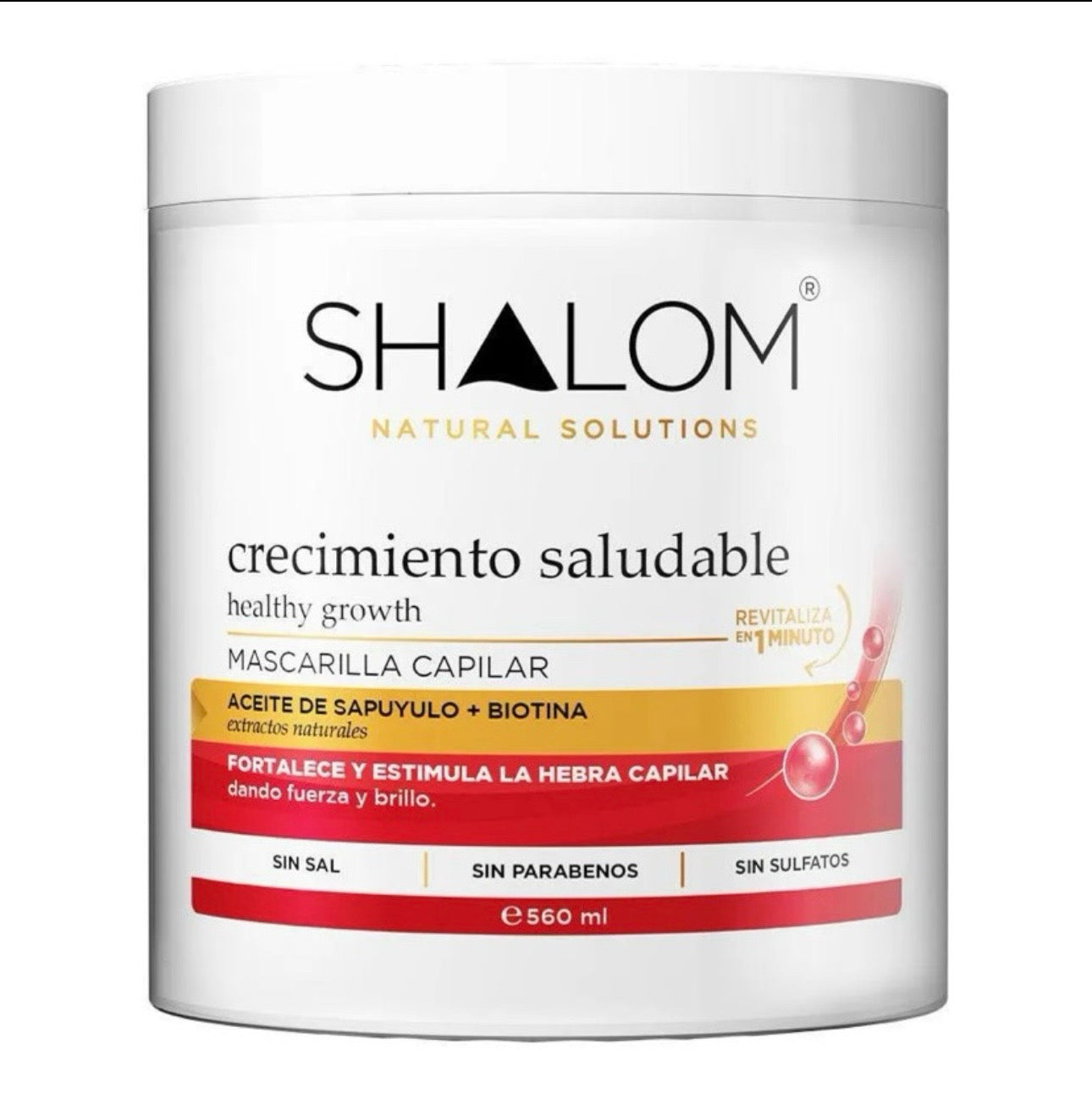 Shalom mascarilla crecimiento saludable 560ml/ Fardo Q425 de 12u
