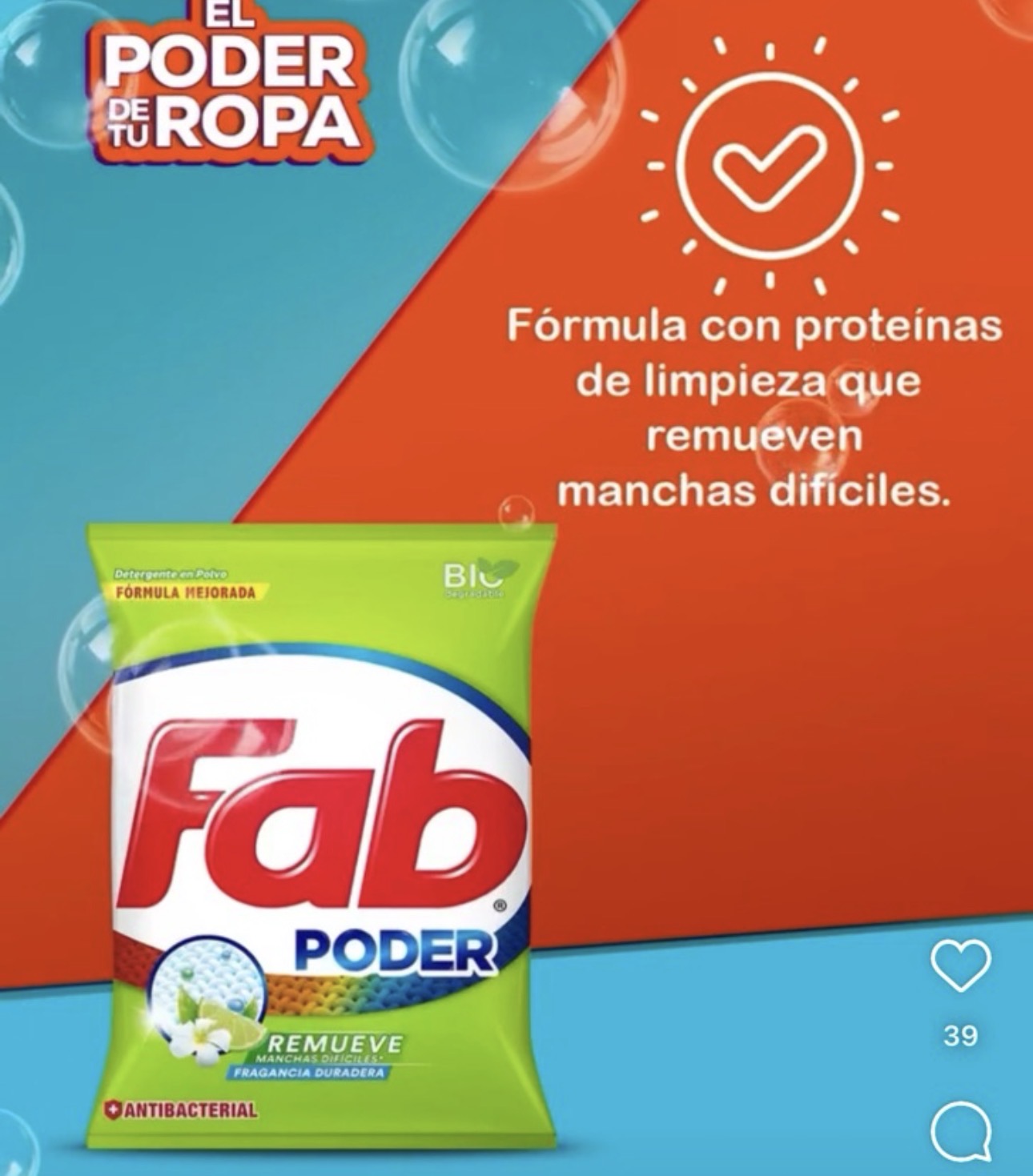 Fab antibacterial 250g/ fardo a 95.00 de 40u