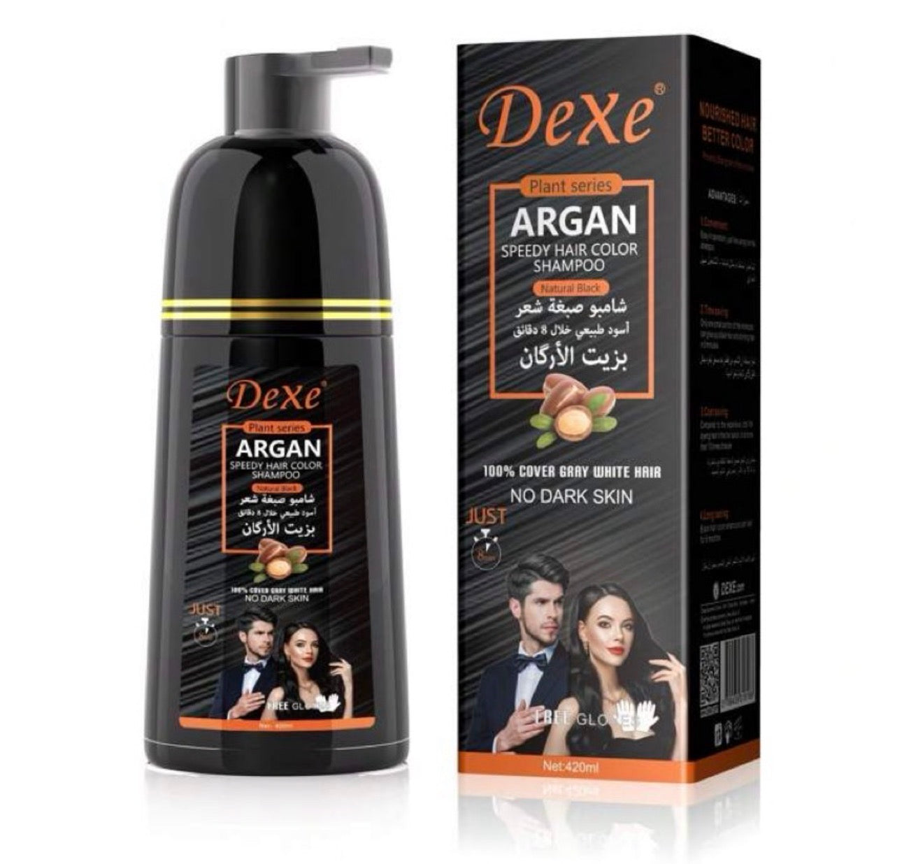 Dexe sh con tinte negro 420ml/ fardo a 570 de 12u