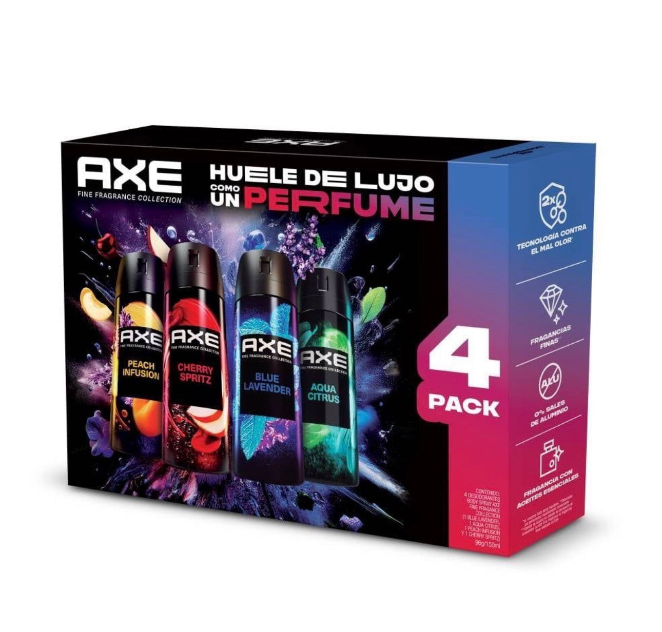 Axe 4 pack 150ml /Fardo Q370/3 cajitas
