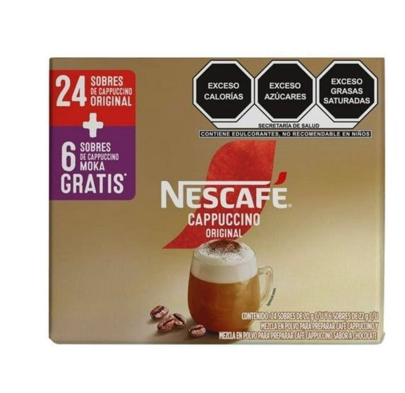 Nescafé Capuchino original de sobre  /Fardo Q1,350/10 C.