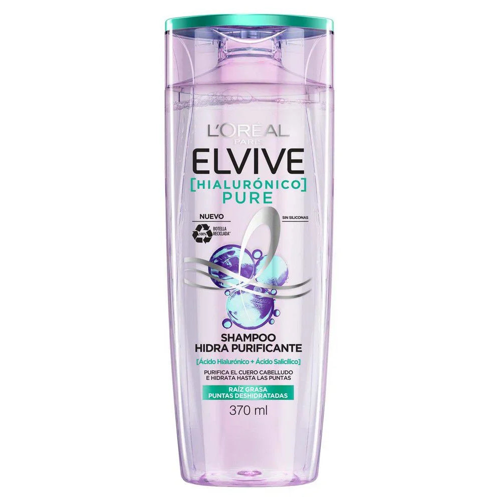 Elvive Sh hialuronico pure transparente 370ml/ fardo a 345.00 de 12u