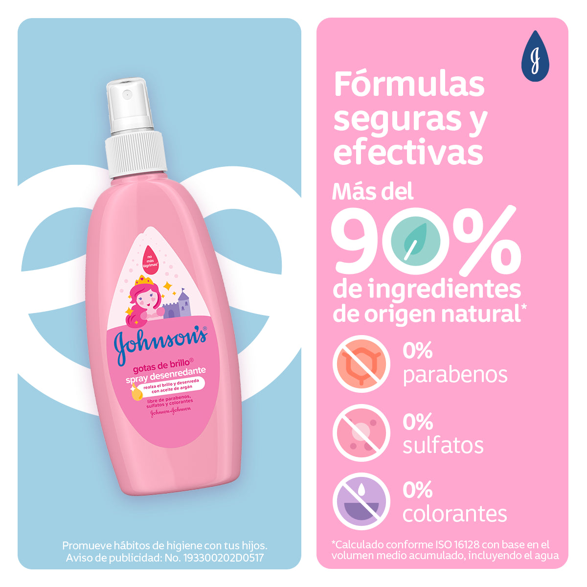 Johnsons SPRAY desenredante gotas de brillo 200ml/ Fardo Q390/ 12U