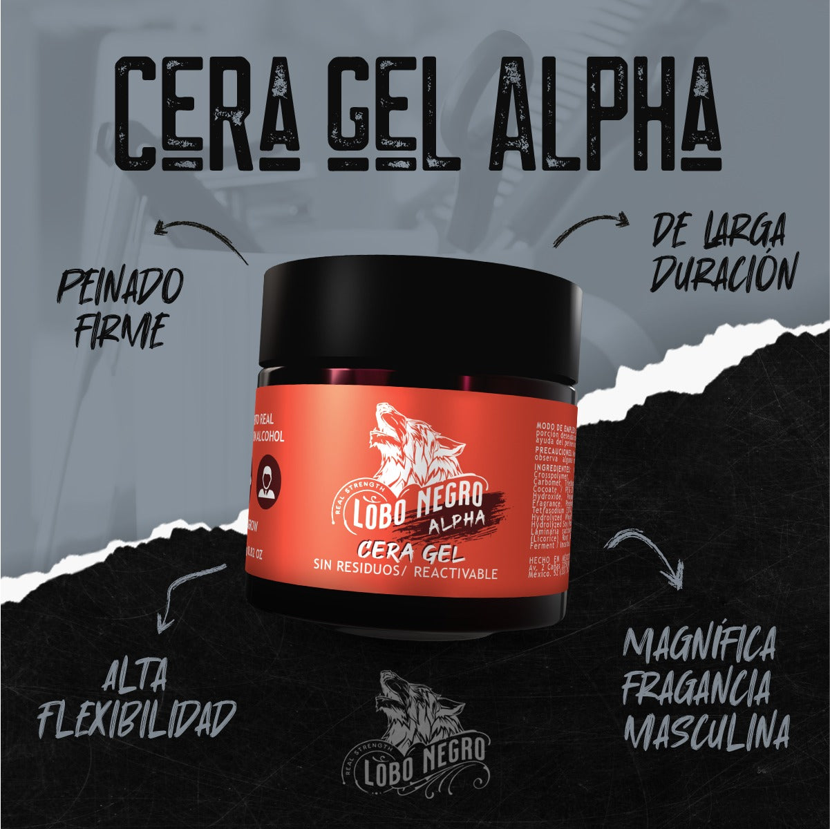 Lobo Negro Cera Gel Alpha 250g /Fardo Q335 de 12U