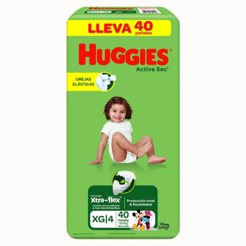 Huggies Active sec XG4 40 pañales / fardo Q505 de 6