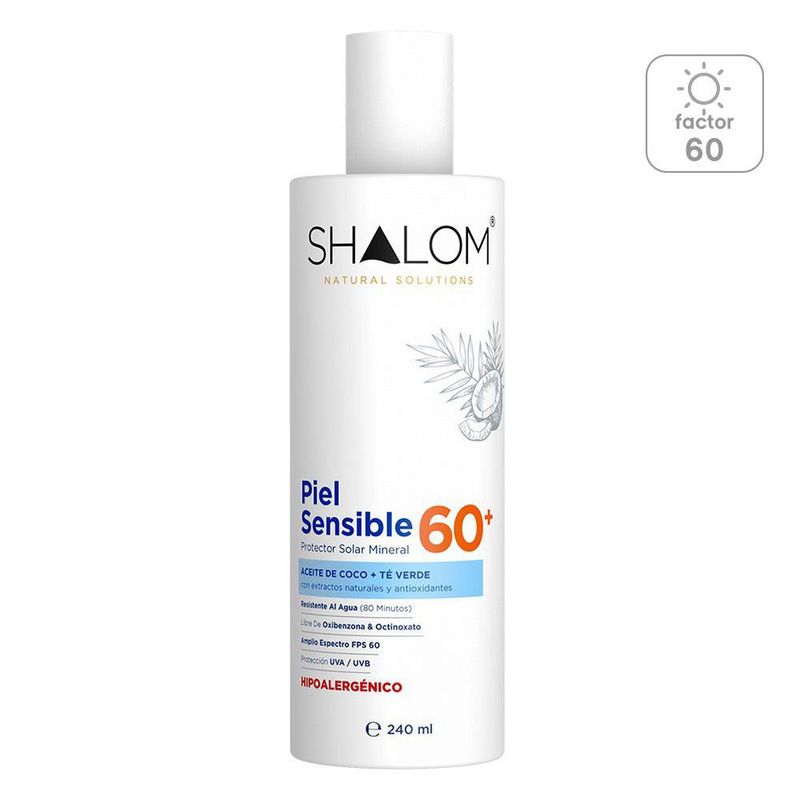 Shalom piel Sensible 60+ Protector Solar  240ml /Fardo Q950 de 12U